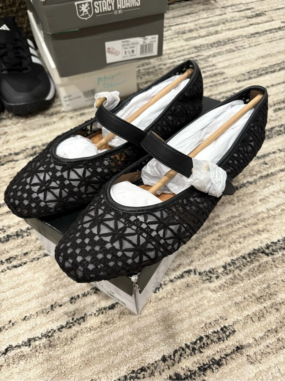 Dolce Vita Black Woven Mary‎ Jane Flat with Gold Buckle